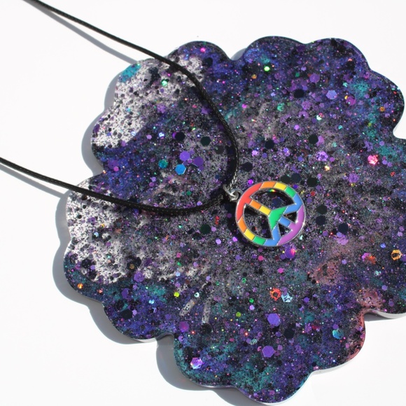 Rainbow Peace Sign Necklace - Picture 6 of 9